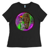 Black halloween round earrings 1 Ladies Tee - BundleAndBundleShop