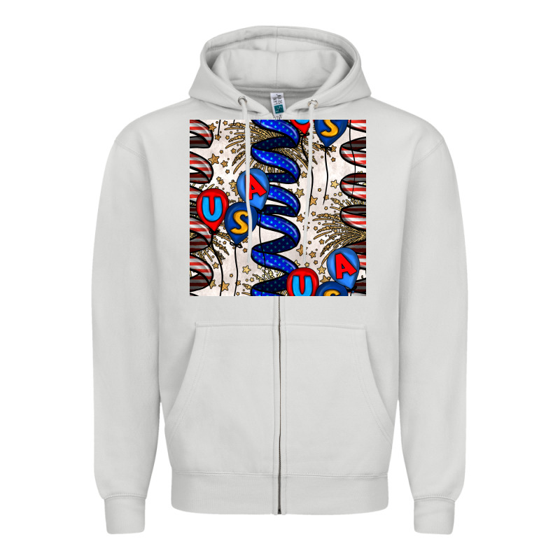 Usa Balloons Seamless Pattern Zipper Hoodie by BundleAndBundleShop | Teevron