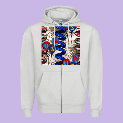 Usa Balloons Seamless Pattern Zipper Hoodie Designed By Bundleandbundleshop