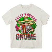 Cream Feliz Navidad gnome Heavy Core Tee - NancyCooperArtShop
