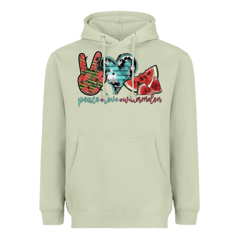 Peace Love Watermelon Heavyweight Hoodie by SublimationCraftShop | Teevron
