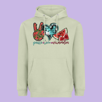 Peace Love Watermelon Heavyweight Hoodie Designed By Sublimationcraftshop