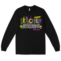 Black mardi gras teacher assistant Long Sleeve Tee - CowGirlArtShop