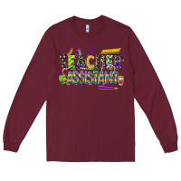 Burgundy mardi gras teacher assistant Long Sleeve Tee - CowGirlArtShop