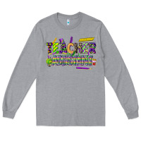 Heather Grey mardi gras teacher assistant Long Sleeve Tee - CowGirlArtShop