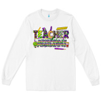 White mardi gras teacher assistant Long Sleeve Tee - CowGirlArtShop