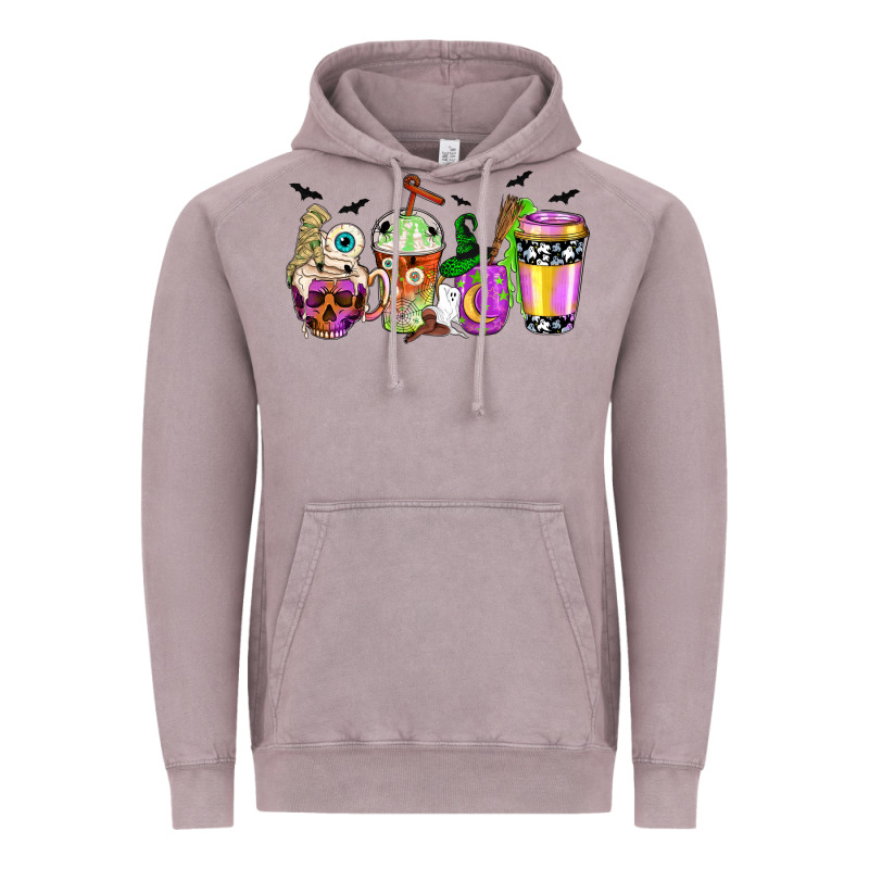 Halloween Coffee Cups Vintage Hoodie by NancyCooperArtShop | Teevron