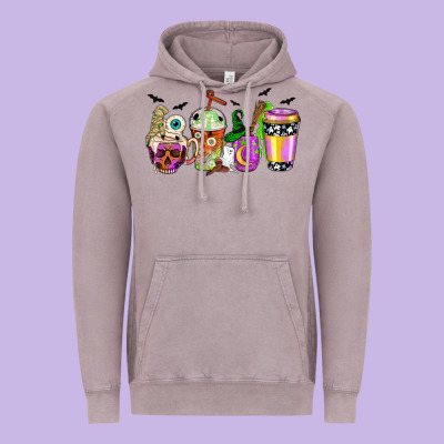 Halloween Coffee Cups Vintage Hoodie Designed By Nancycooperartshop