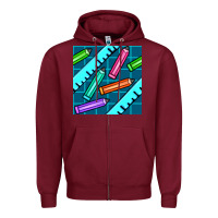 Burgundy school pencil seamless pattern Zipper Hoodie - BundleAndBundleShop
