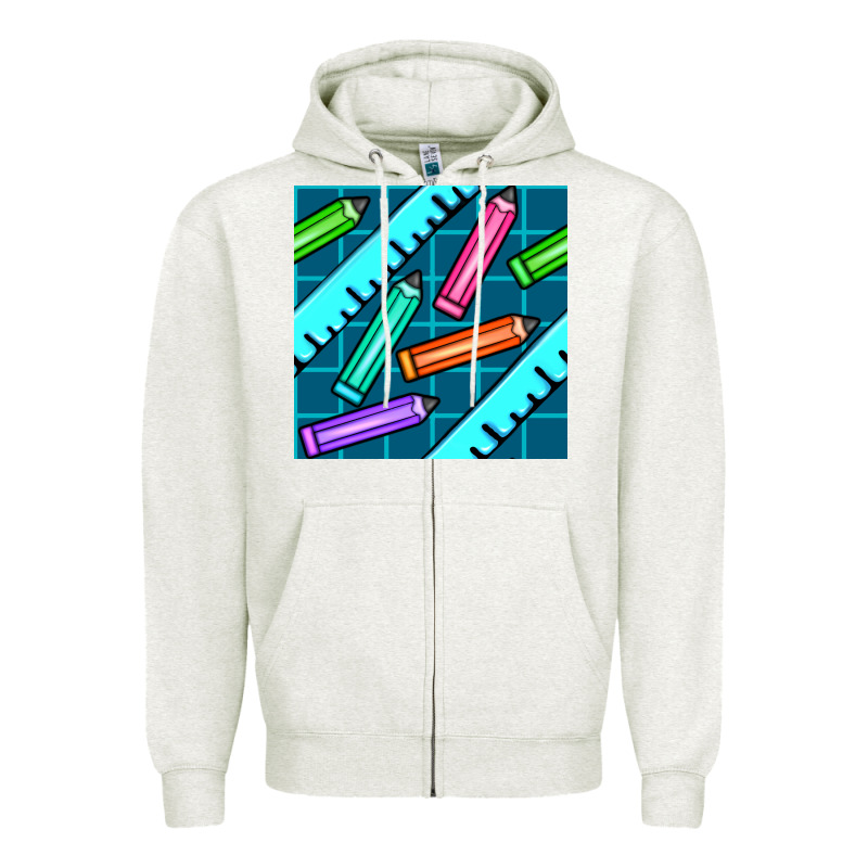 School Pencil Seamless Pattern Zipper Hoodie by BundleAndBundleShop | Teevron
