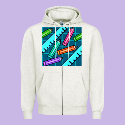 School Pencil Seamless Pattern Zipper Hoodie Designed By Bundleandbundleshop