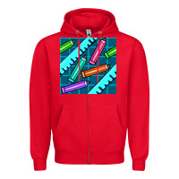 Red school pencil seamless pattern Zipper Hoodie - BundleAndBundleShop