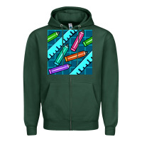 Sports Green school pencil seamless pattern Zipper Hoodie - BundleAndBundleShop