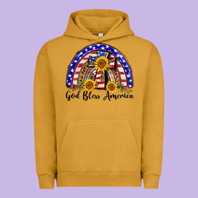 God Bless America  Rainbow Urban Hoodie Designed By Barkaloodesign