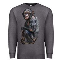 Charcoal Heather Chimpanzee Illustrations Premium Sweatshirt - LillyAllenDesigns