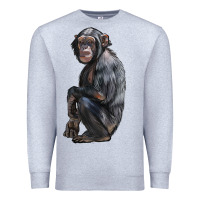 Heather Grey Chimpanzee Illustrations Premium Sweatshirt - LillyAllenDesigns