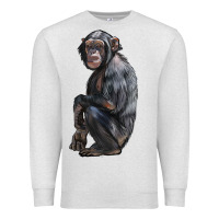 Oatmeal Heather Chimpanzee Illustrations Premium Sweatshirt - LillyAllenDesigns