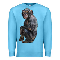 Ocean Blue Chimpanzee Illustrations Premium Sweatshirt - LillyAllenDesigns