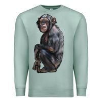 Seafoam Chimpanzee Illustrations Premium Sweatshirt - LillyAllenDesigns