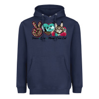 Navy peace love maine coon cat Heavyweight Hoodie - LillyAllenDesigns
