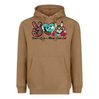 Toasted Coconut peace love maine coon cat Heavyweight Hoodie - LillyAllenDesigns