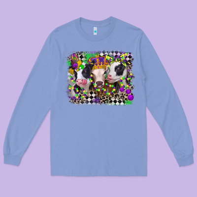 Mardi Gras Heifers Long Sleeve Tee Designed By Cowgirlartshop