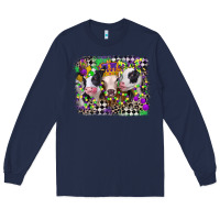 Navy mardi gras heifers Long Sleeve Tee - CowGirlArtShop