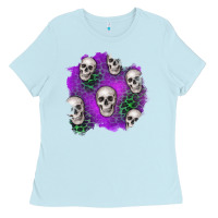 Baby Blue halloween patch 2 Ladies Tee - BundleAndBundleShop