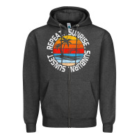 Charcoal Heather sunrise sunburn sunset repeat retro vintage gift vacation t shirt Zipper Hoodie - tuanDangUi