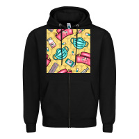 Black nurse medicine seamless pattern Zipper Hoodie - BundleAndBundleShop