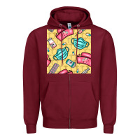 Burgundy nurse medicine seamless pattern Zipper Hoodie - BundleAndBundleShop