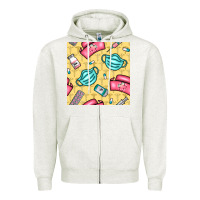 Oatmeal Heather nurse medicine seamless pattern Zipper Hoodie - BundleAndBundleShop