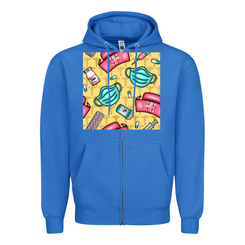 Nurse Medicine Seamless Pattern Zipper Hoodie by BundleAndBundleShop | Teevron
