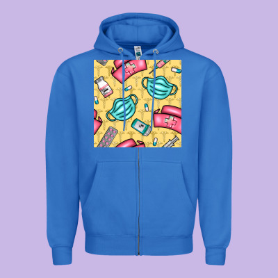Nurse Medicine Seamless Pattern Zipper Hoodie Designed By Bundleandbundleshop