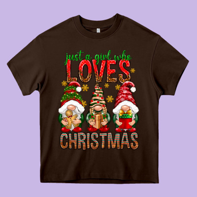 Just A Girl Who Loves Christmas Heavy Core Tee Designed By Nancycooperartshop