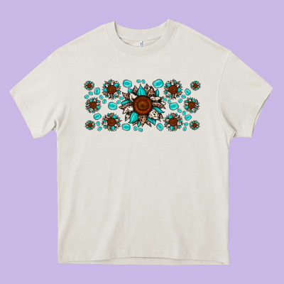Cowhide Leopard Sunflower Gemstone Heavy Core Tee Designed By Jahusdesignshop