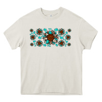 Cream cowhide leopard sunflower gemstone Heavy Core Tee - JahusDesignShop