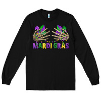 Black mardi gras skeleton hands Long Sleeve Tee - CowGirlArtShop