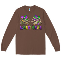 Chestnut mardi gras skeleton hands Long Sleeve Tee - CowGirlArtShop