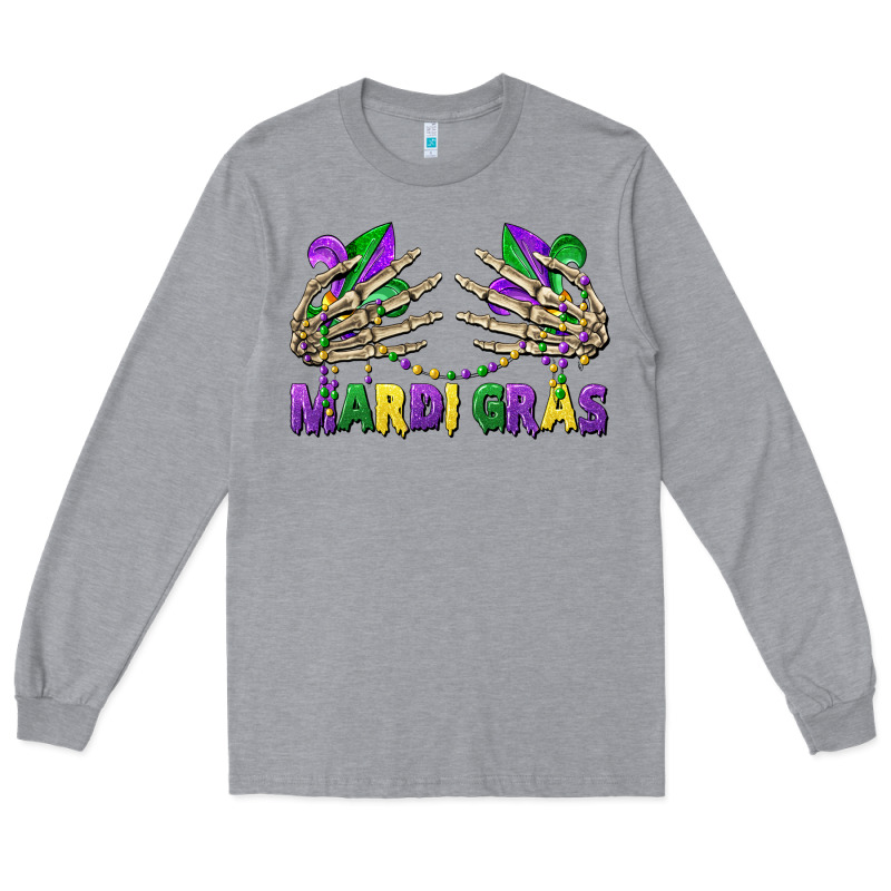 Mardi Gras Skeleton Hands Long Sleeve Tee by CowGirlArtShop | Teevron