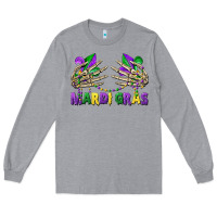 Heather Grey mardi gras skeleton hands Long Sleeve Tee - CowGirlArtShop