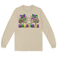 Mushroom mardi gras skeleton hands Long Sleeve Tee - CowGirlArtShop