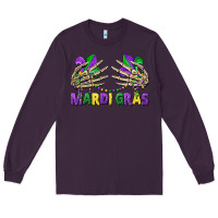 Plum mardi gras skeleton hands Long Sleeve Tee - CowGirlArtShop