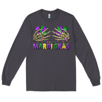 Smoke mardi gras skeleton hands Long Sleeve Tee - CowGirlArtShop