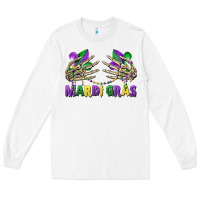 White mardi gras skeleton hands Long Sleeve Tee - CowGirlArtShop