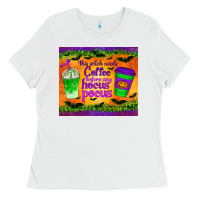 White this witch needs coffee before any hocus pocus tumbler Ladies Tee - BundleAndBundleShop
