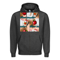 Charcoal Heather Best Teacher Seamless Pattern Zipper Hoodie - BundleAndBundleShop
