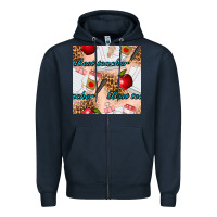 Navy Best Teacher Seamless Pattern Zipper Hoodie - BundleAndBundleShop