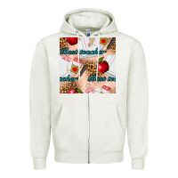Oatmeal Heather Best Teacher Seamless Pattern Zipper Hoodie - BundleAndBundleShop