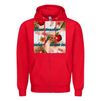 Red Best Teacher Seamless Pattern Zipper Hoodie - BundleAndBundleShop